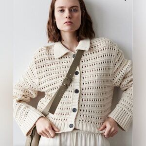H&M Hole Knit Cardigan With Collar Size XS